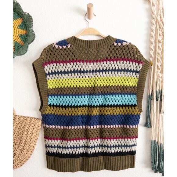 BAUM UND PFERDGARTEN Coletta Striped Crochet Sweater Vest - Picture 4 of 12